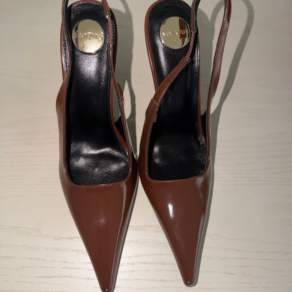 Saint Laurent Chocolate Brown Slingback Heels - Picture 3 of 10